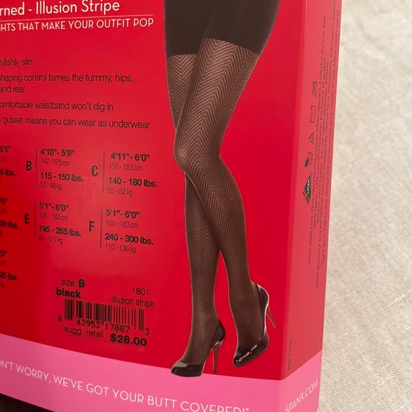 SPANX, Tight-End Tights, Patterned-Illusion Stripe, Black, size B, NEW! - Picture 3 of 7